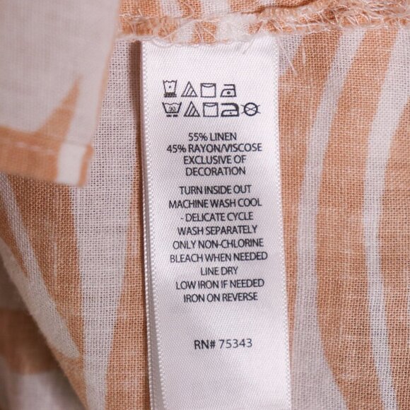 Rachel Zoe Linen Blend Tunic Dress Cover-Up Size M Beige White Tassel Hem Beach - Picture 14 of 14